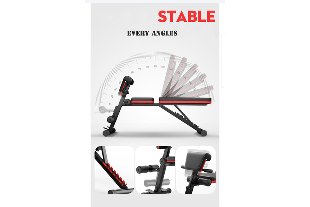 Adjustable Weight Abdominal Bench Sit-Up Back Support Fitness Flat Gym Exercise