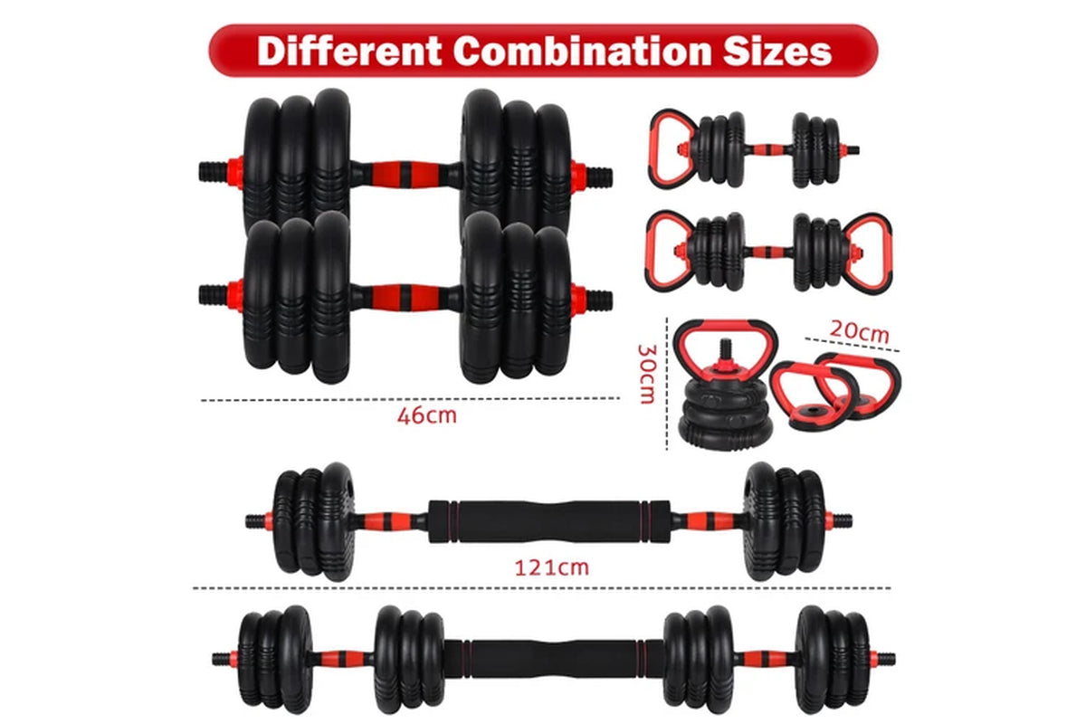 20Kg Adjustable Dumbbells, 5-In-1 Dumbbells Set Used as Barbell, Kettlebells, Push up Stand, Weight Plate for Home Gym