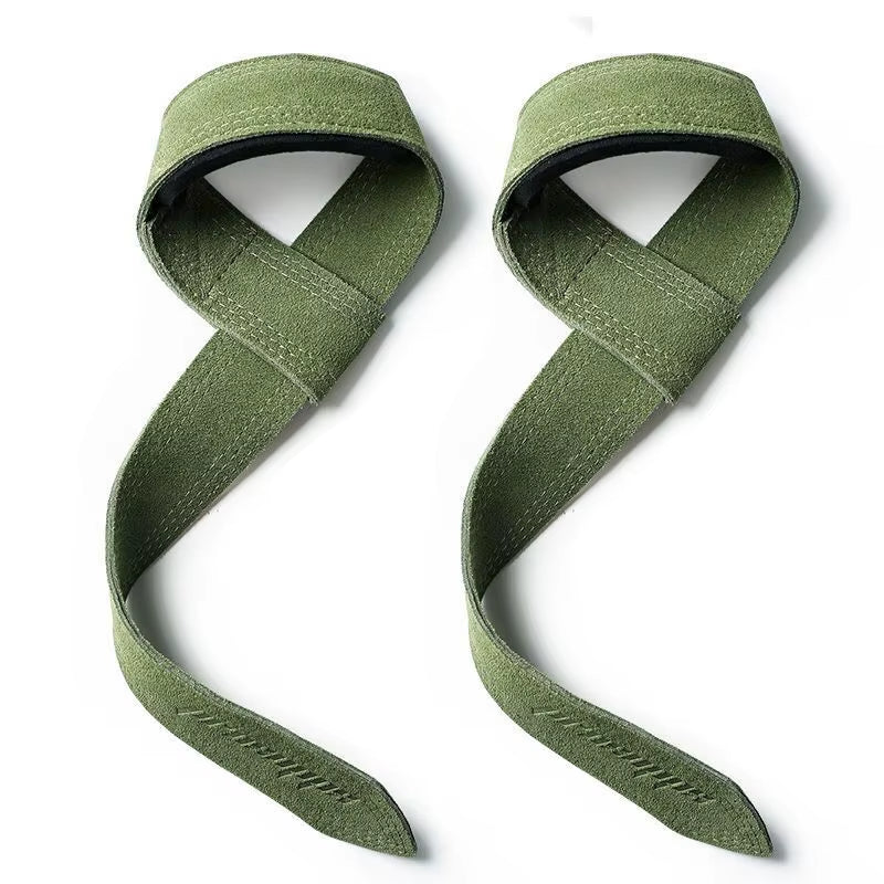 Leather Weight Lifting Wrist Straps Fitness Bodybuilding Training Gym Lifting Straps with Non Slip Cowhide Grip