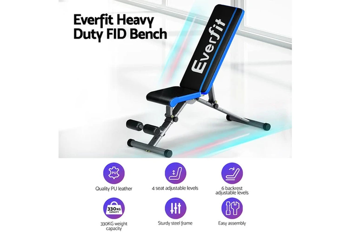 Weight Bench Adjustable FID Bench Press Home Gym 330Kg Capacity
