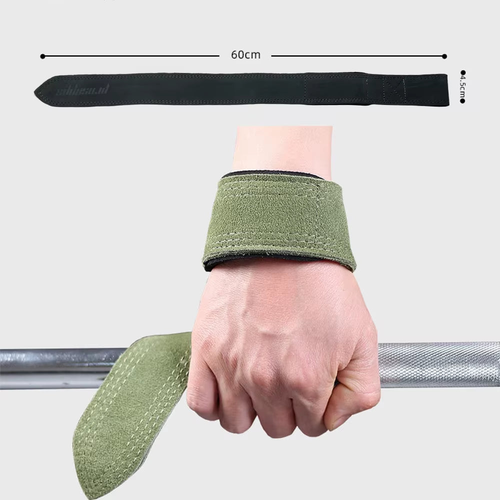 Leather Weight Lifting Wrist Straps Fitness Bodybuilding Training Gym Lifting Straps with Non Slip Cowhide Grip