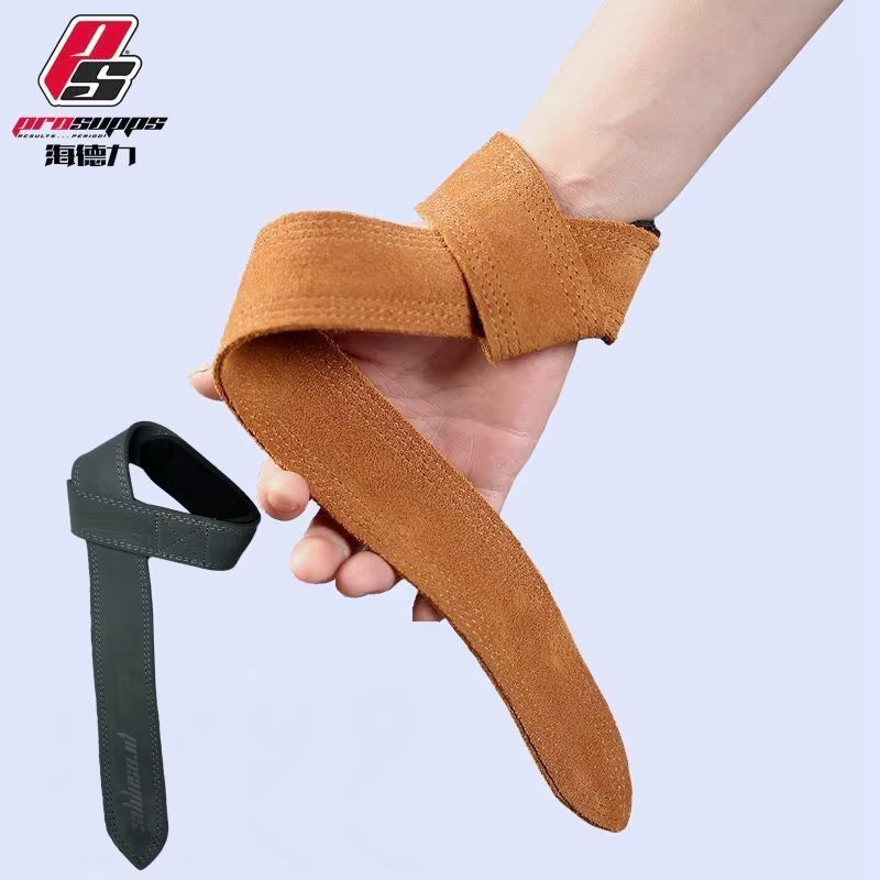 Leather Weight Lifting Wrist Straps Fitness Bodybuilding Training Gym Lifting Straps with Non Slip Cowhide Grip