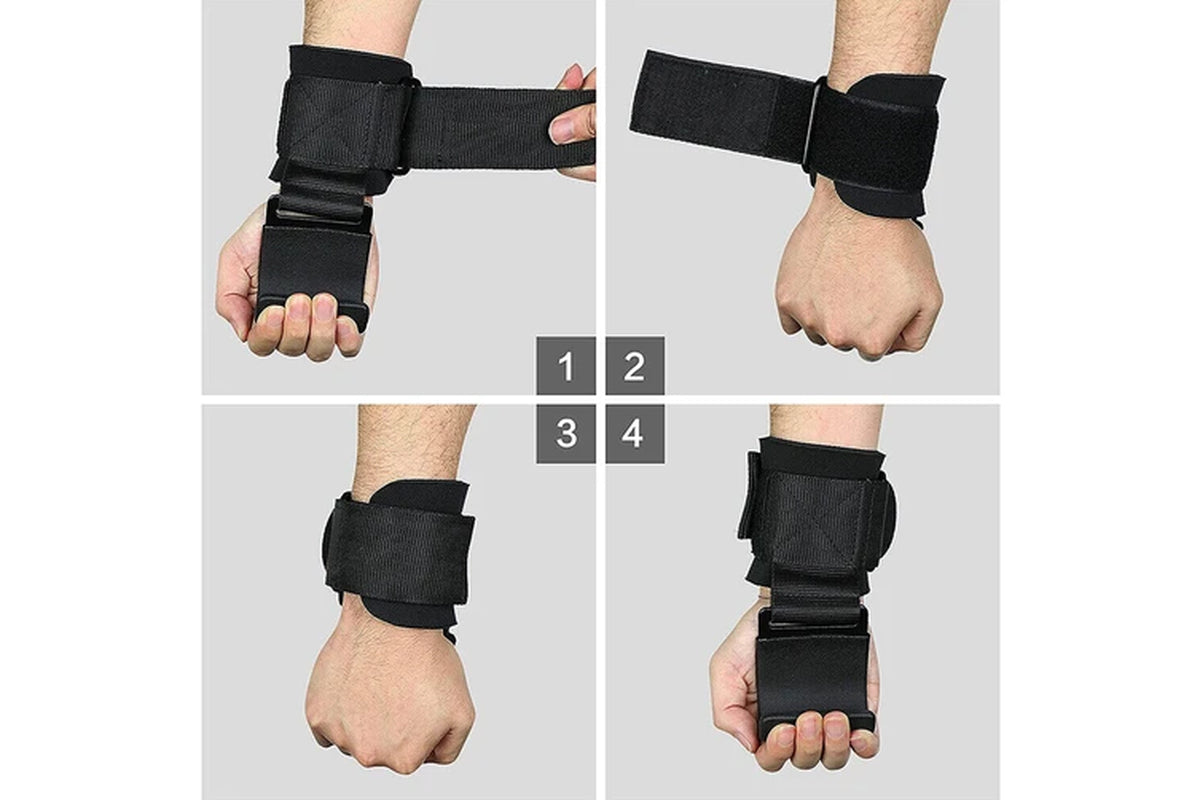 Gym Power Lifting Hooks with Wrist Support Adjustable Straps