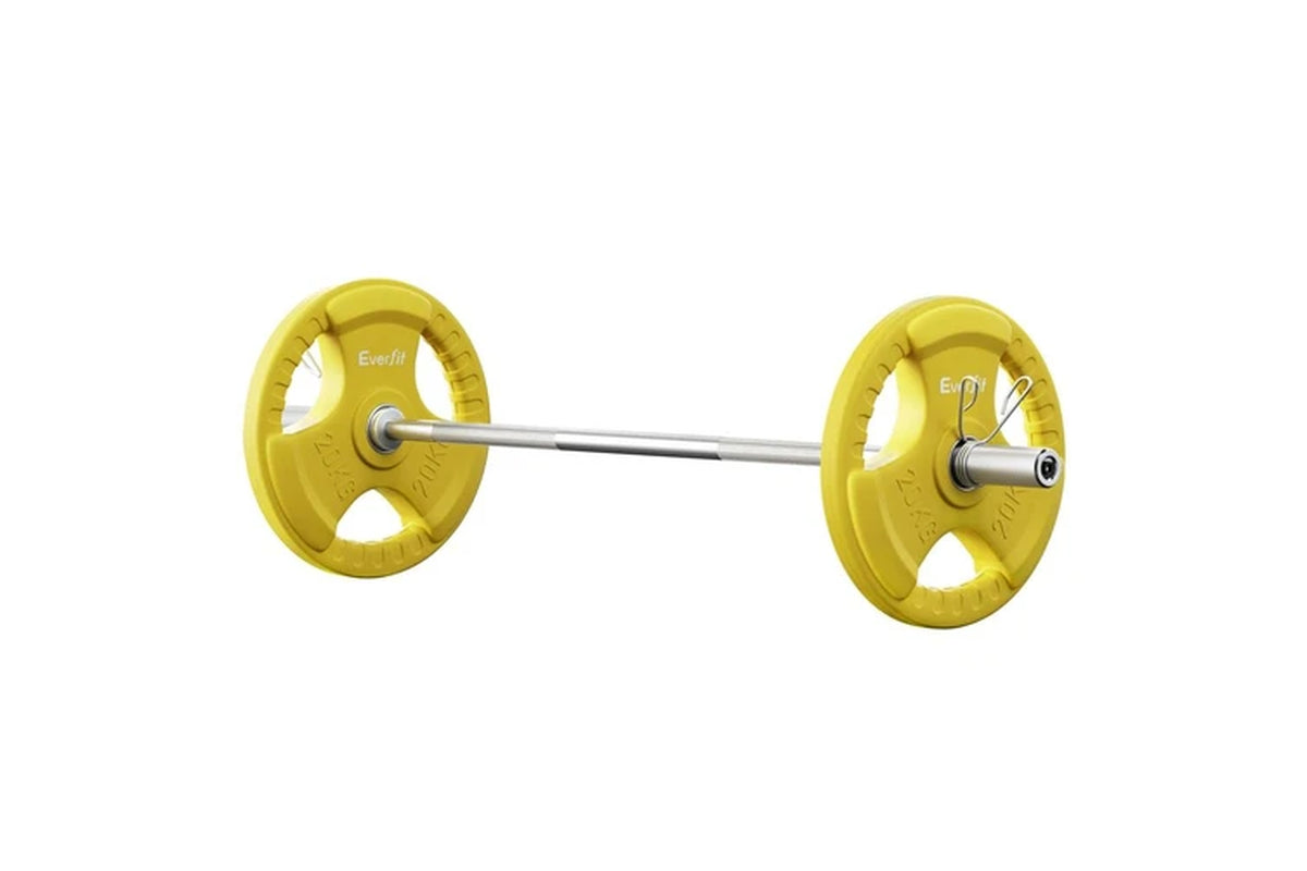 Barbells 46KG 120CM Dumbbell Barbell Plate Weight Lifting Home Gym Yellow