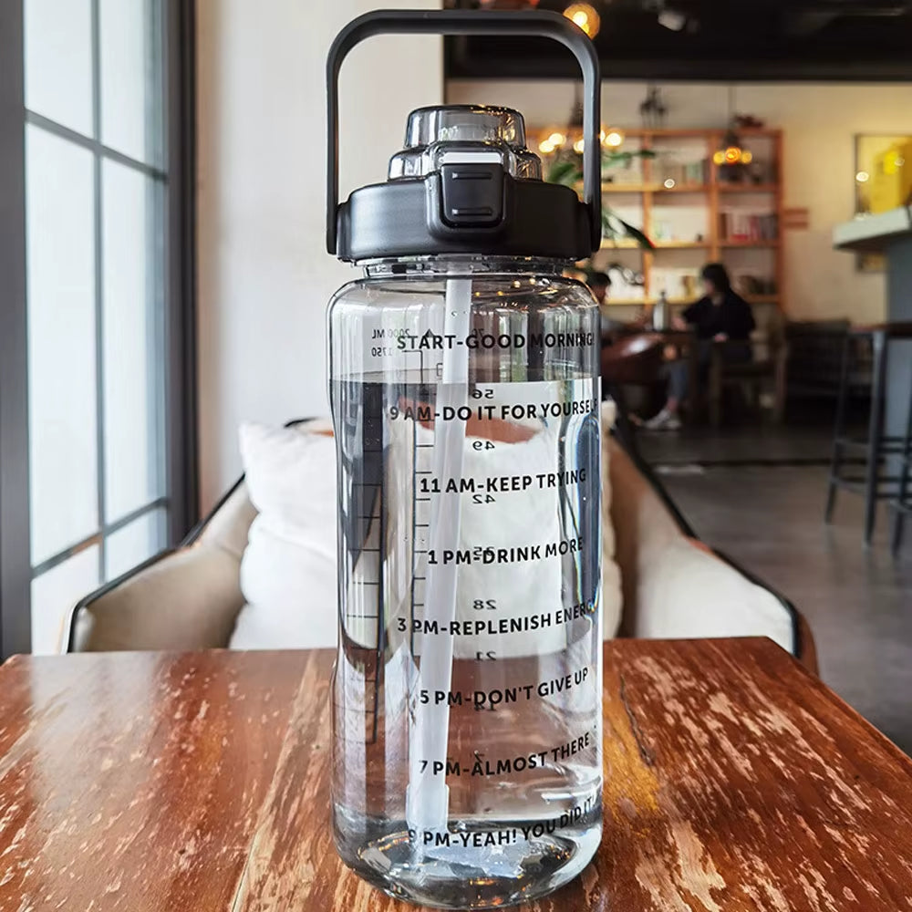 Water Bottle Motivational Drinking Bottle Sports Water Bottle with Time Marker Portable Reusable Plastic Cups Outdoor Travel Gym