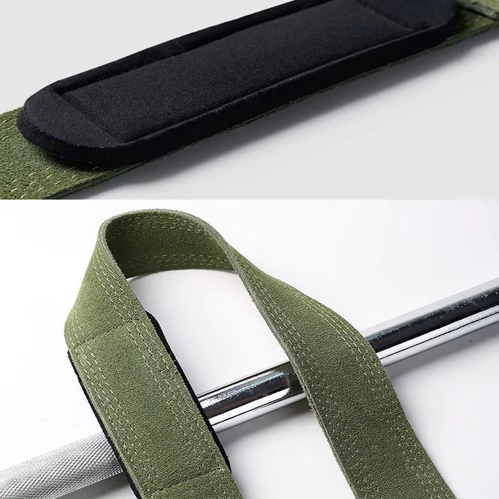 Leather Weight Lifting Wrist Straps Fitness Bodybuilding Training Gym Lifting Straps with Non Slip Cowhide Grip