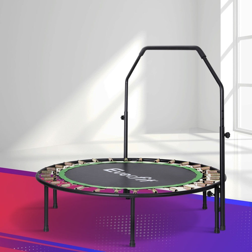 Everfit 48Inch round Fitness Trampoline Rebounder Adjustable Handrail Green