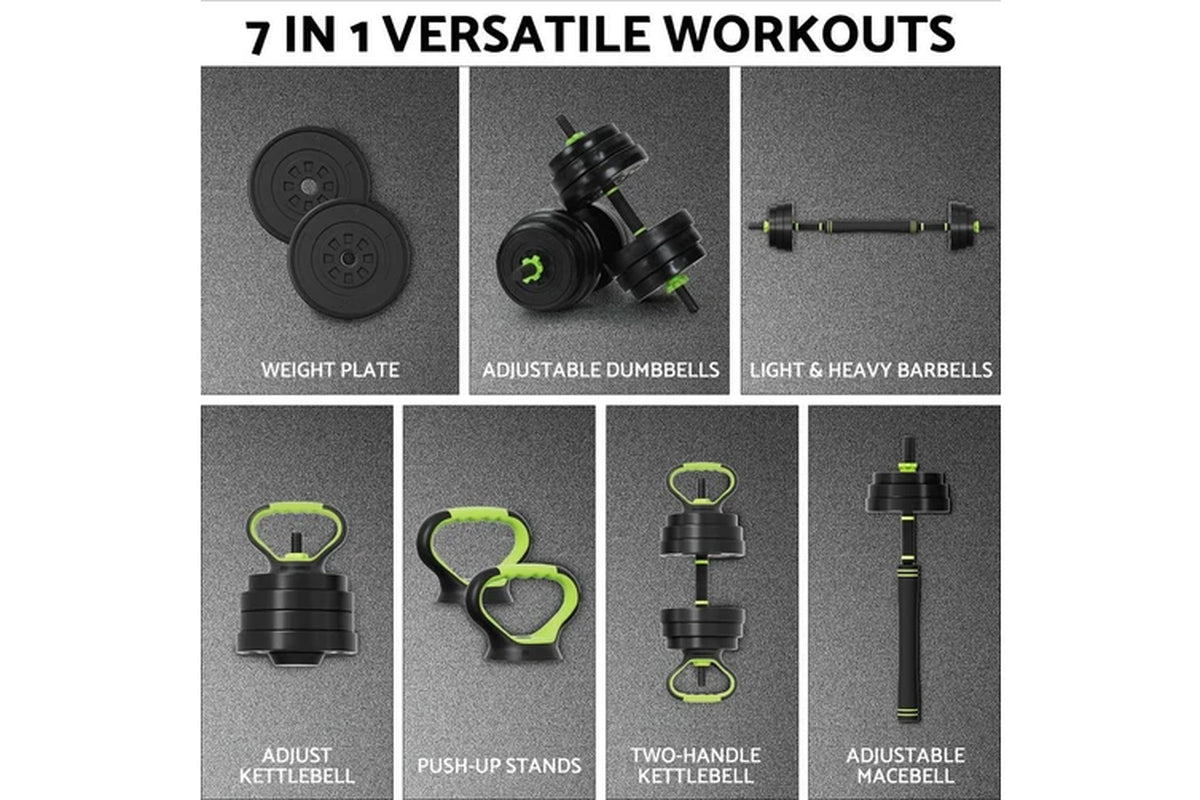 25Kg Adjustable Dumbbells Set Kettle Bell Weight Plates Barbells Gym