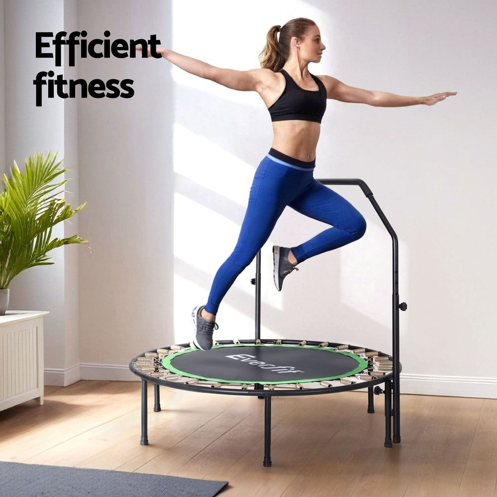 Everfit 48Inch round Fitness Trampoline Rebounder Adjustable Handrail Green