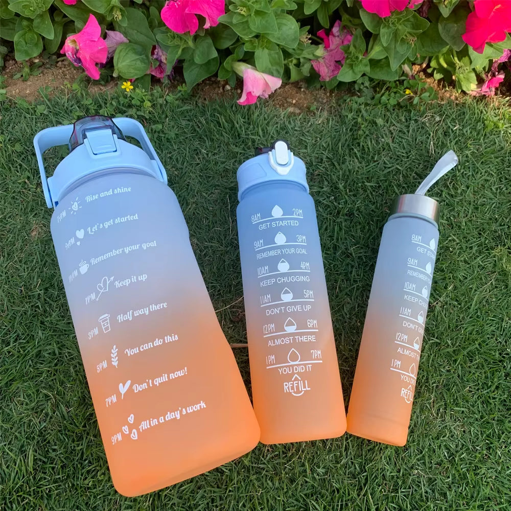 Water Bottle Motivational Drinking Bottle Sports Water Bottle with Time Marker Portable Reusable Plastic Cups Outdoor Travel Gym
