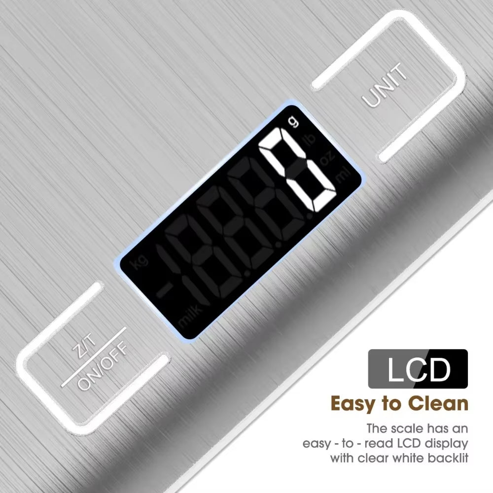 10Kg Kitchen Scale,Digital Kitchen Scale with Tare Function, Electronic Coffee Brewing Scale, LCD Display Stainless Steel Screen