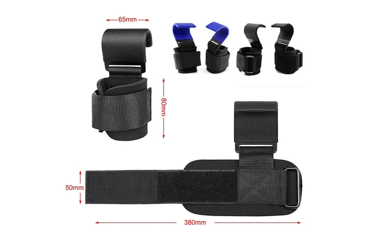 Gym Power Lifting Hooks with Wrist Support Adjustable Straps