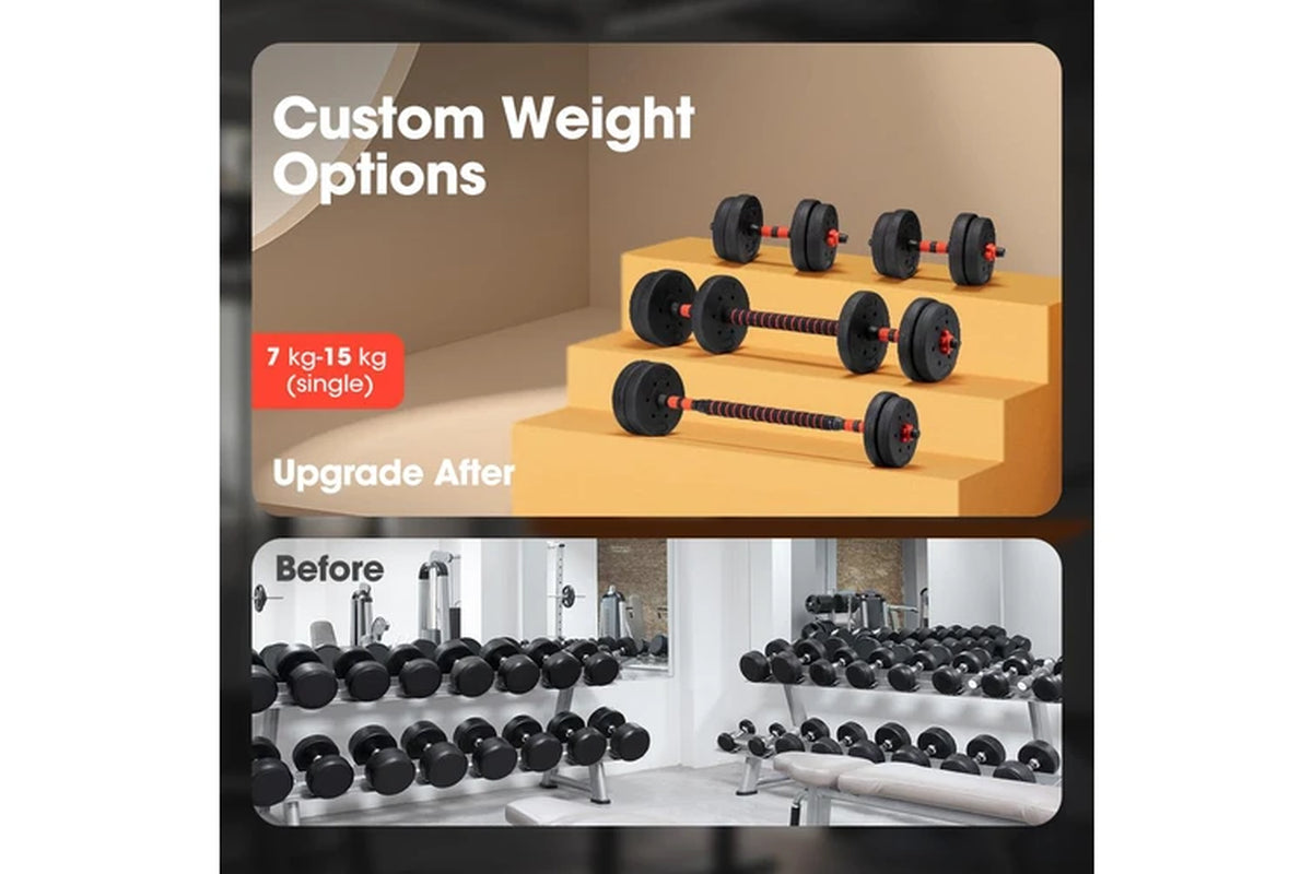 15KG Adjustable Dumbbell Barbell Set
