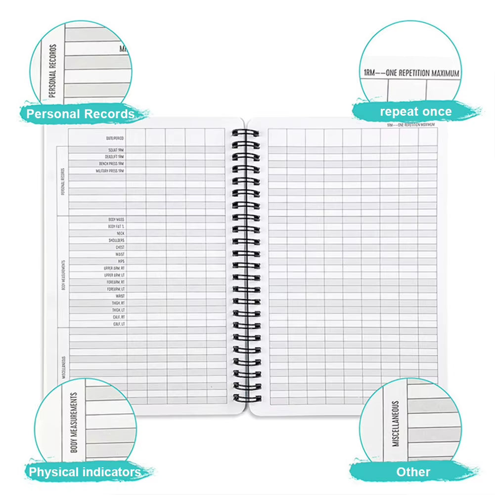 Workout Journal Coiled Planner Log Book Weight Loss Goal Tracking Workout Planner Fitness Punch Book for Gym & Home Workouts