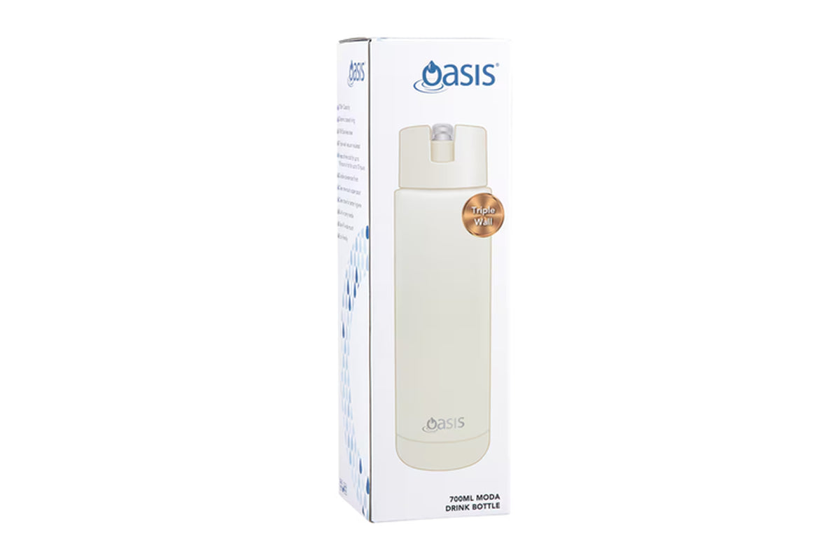 Moda Ceramic Lined Stainless Steel Wall Drink Bottle 700Ml Alabaster
