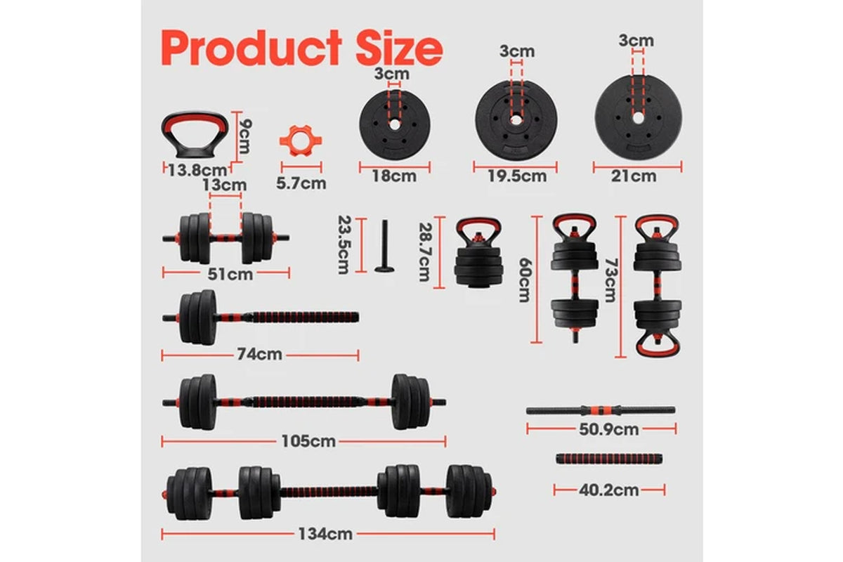 25KG Adjustable Dumbbell Barbell Set