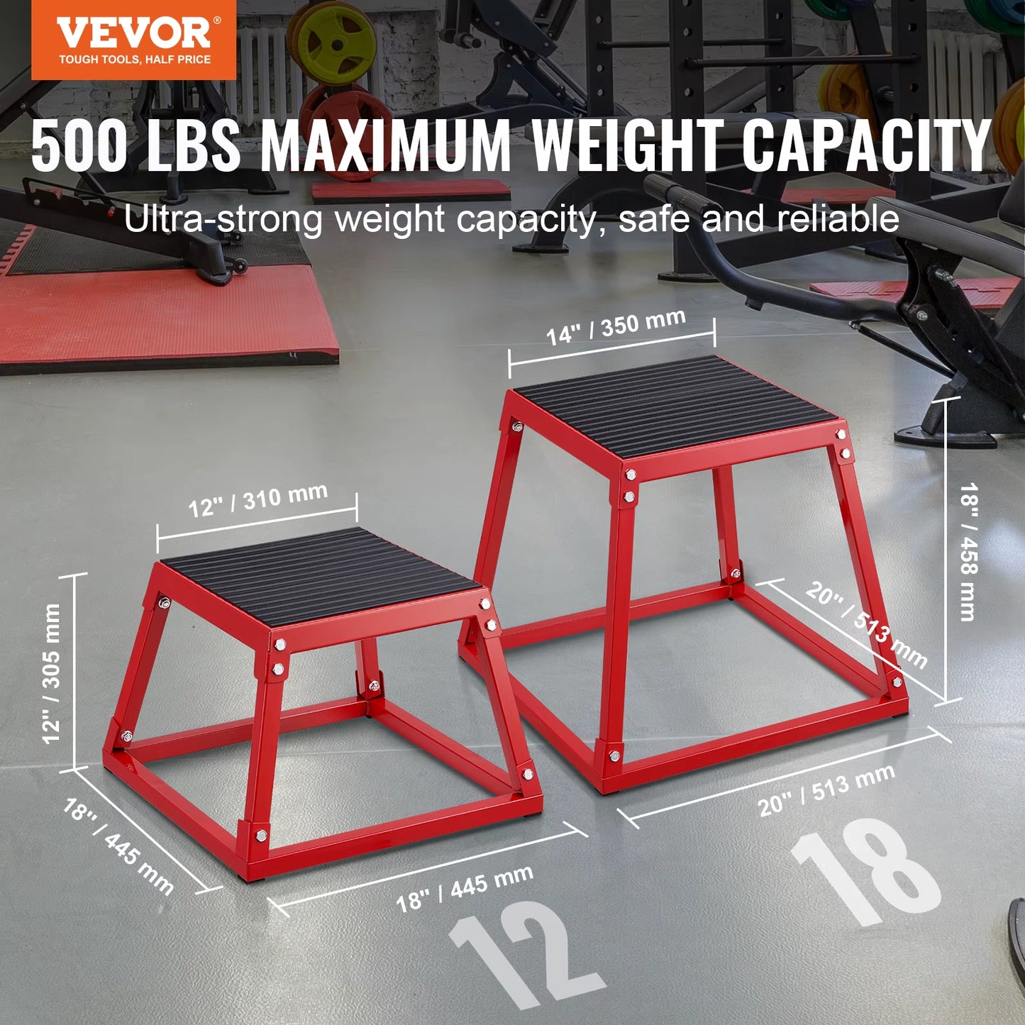 Succebuy 12/18 Inch Jump Box Anti-Slip Fitness Exercise Step up Box for Home Gym Training Conditioning Strength Training