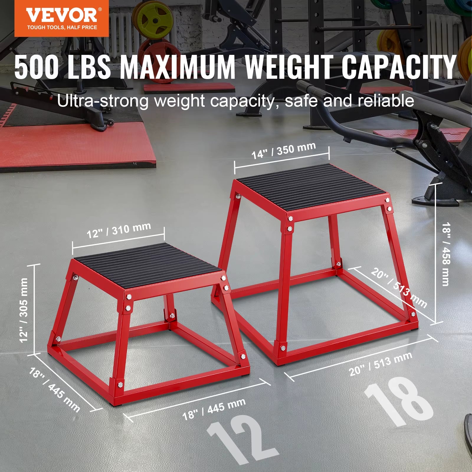 Succebuy 12/18 Inch Jump Box Anti-Slip Fitness Exercise Step up Box for Home Gym Training Conditioning Strength Training