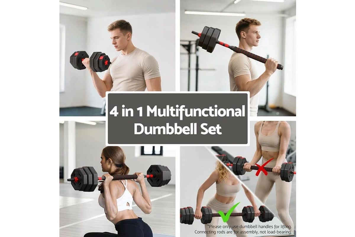 40Kg Adjustable Dumbbell Barbell Set Weight Plates Home Workout