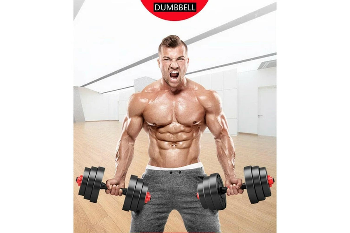 Fitness Master 30Kg Adjustable Dumbbell Set Barbell Home GYM Exercise Weights Fitness