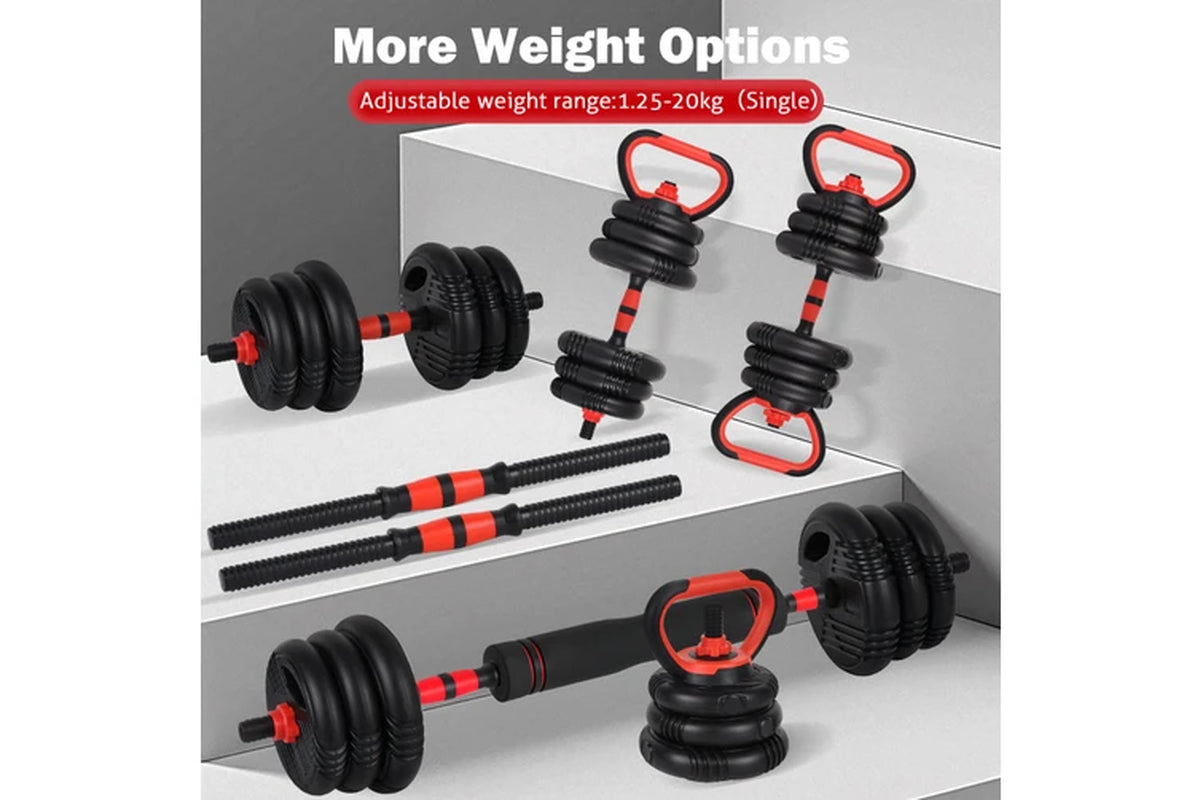 20Kg Adjustable Dumbbells, 5-In-1 Dumbbells Set Used as Barbell, Kettlebells, Push up Stand, Weight Plate for Home Gym
