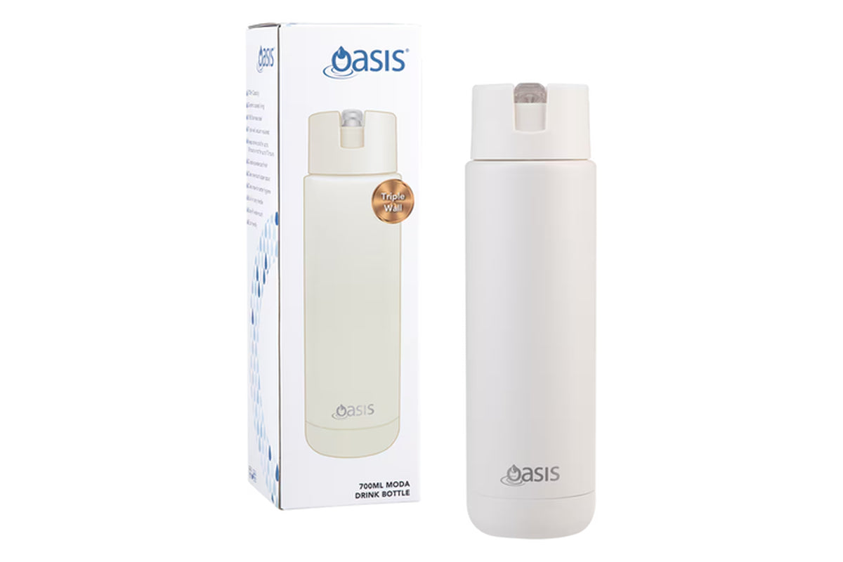 Moda Ceramic Lined Stainless Steel Wall Drink Bottle 700Ml Alabaster