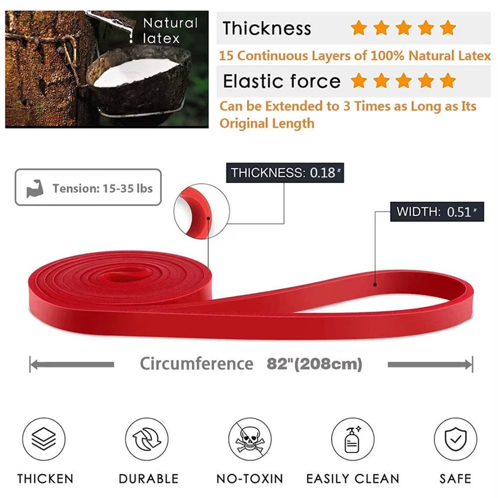 208Cm Natural Rubber Resistance Bands Sets Elastic Yoga/Fitness Band Strength Pilates Fitness Equipment Training Expander Unisex