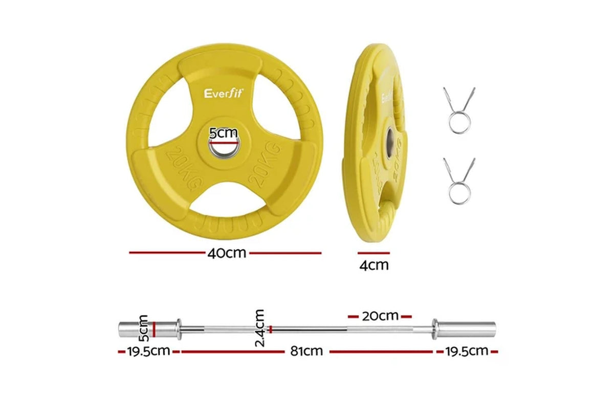 Barbells 46KG 120CM Dumbbell Barbell Plate Weight Lifting Home Gym Yellow