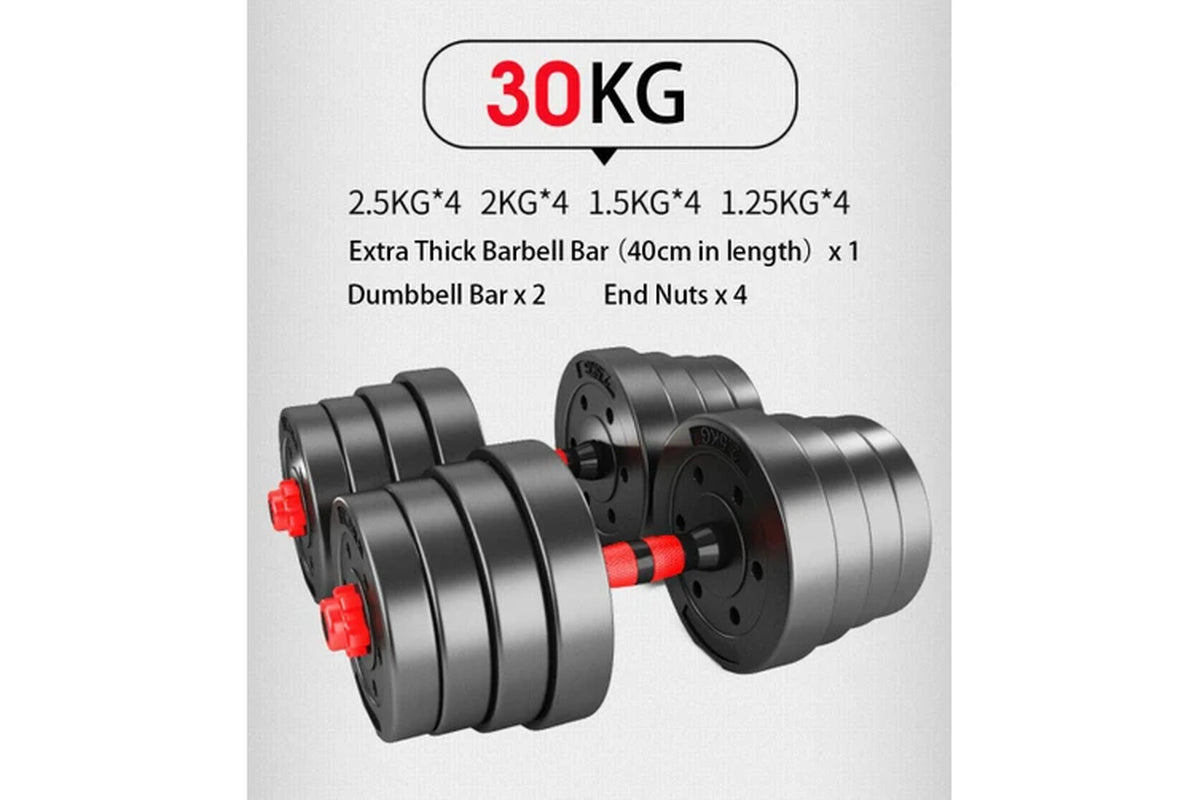 Fitness Master 30Kg Adjustable Dumbbell Set Barbell Home GYM Exercise Weights Fitness