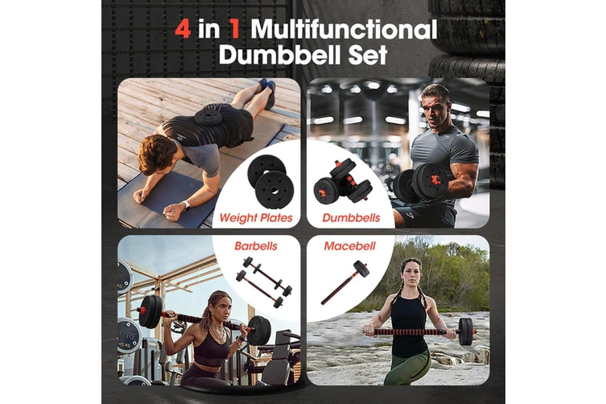15KG Adjustable Dumbbell Barbell Set