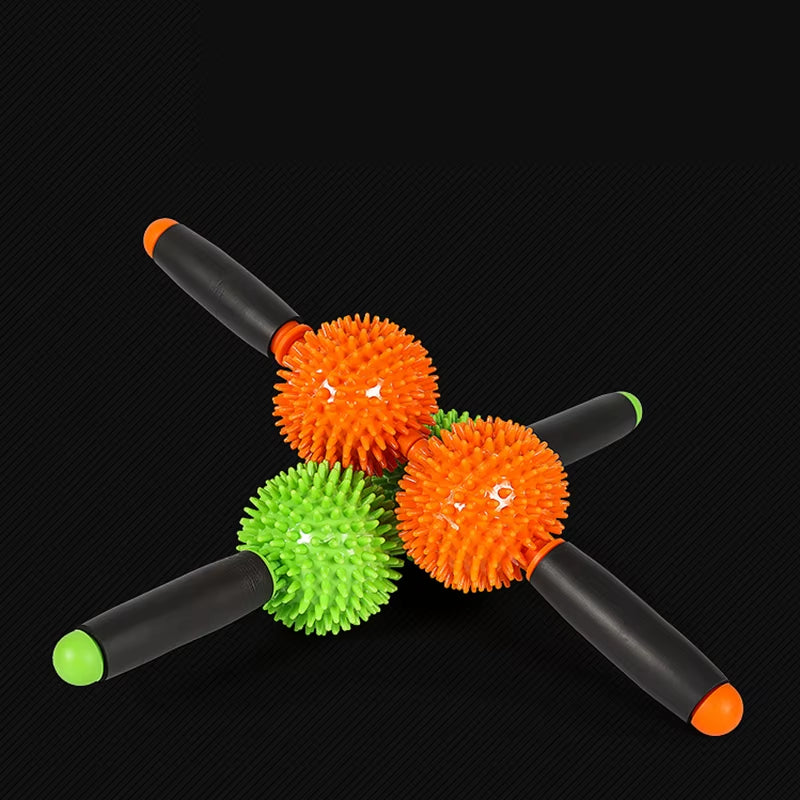 Double Ball Rolling Massage Stick Massage Roller Muscle Massage Stick Relax Stick Meridian Slimming Calf Roller