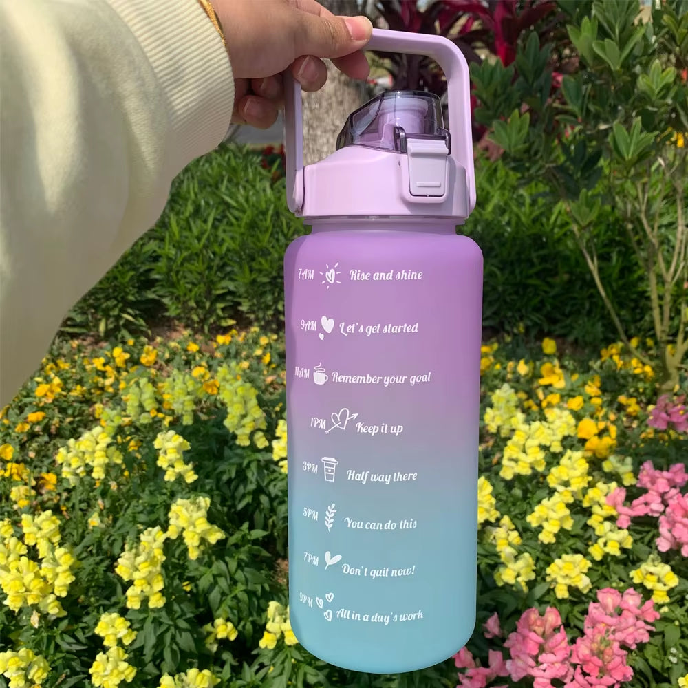 Water Bottle Motivational Drinking Bottle Sports Water Bottle with Time Marker Portable Reusable Plastic Cups Outdoor Travel Gym