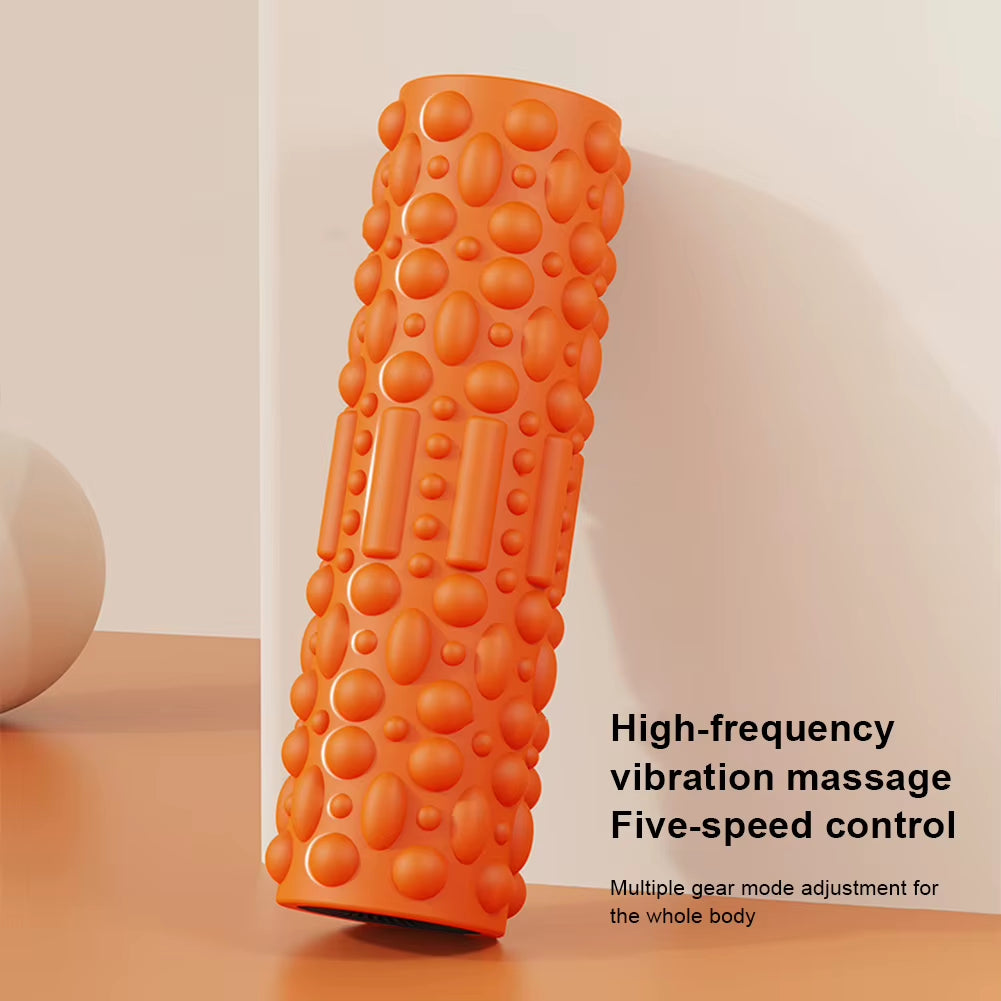 Electric Vibrating Foam Roller Massage Column Rechargeable Exercise Roller 5 Modes Muscle Roller for Yoga Pilates