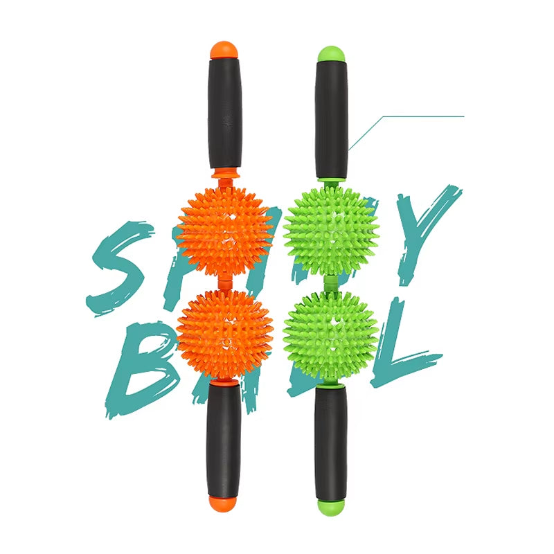 Double Ball Rolling Massage Stick Massage Roller Muscle Massage Stick Relax Stick Meridian Slimming Calf Roller