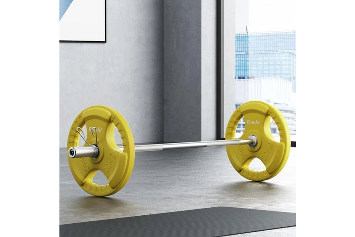 Barbells 46KG 120CM Dumbbell Barbell Plate Weight Lifting Home Gym Yellow