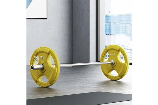 Barbells 46KG 120CM Dumbbell Barbell Plate Weight Lifting Home Gym Yellow