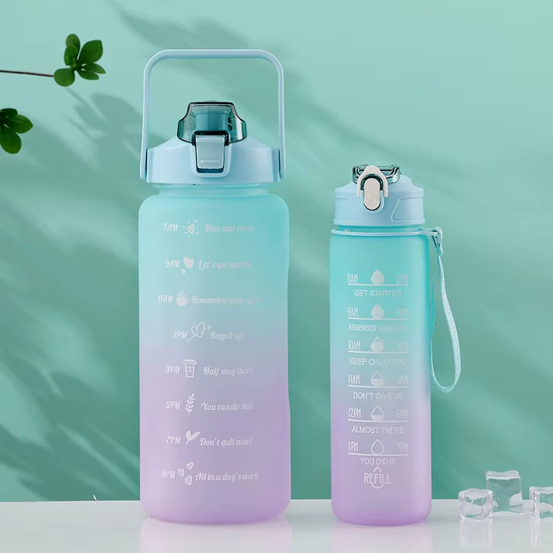 Water Bottle Motivational Drinking Bottle Sports Water Bottle with Time Marker Portable Reusable Plastic Cups Outdoor Travel Gym