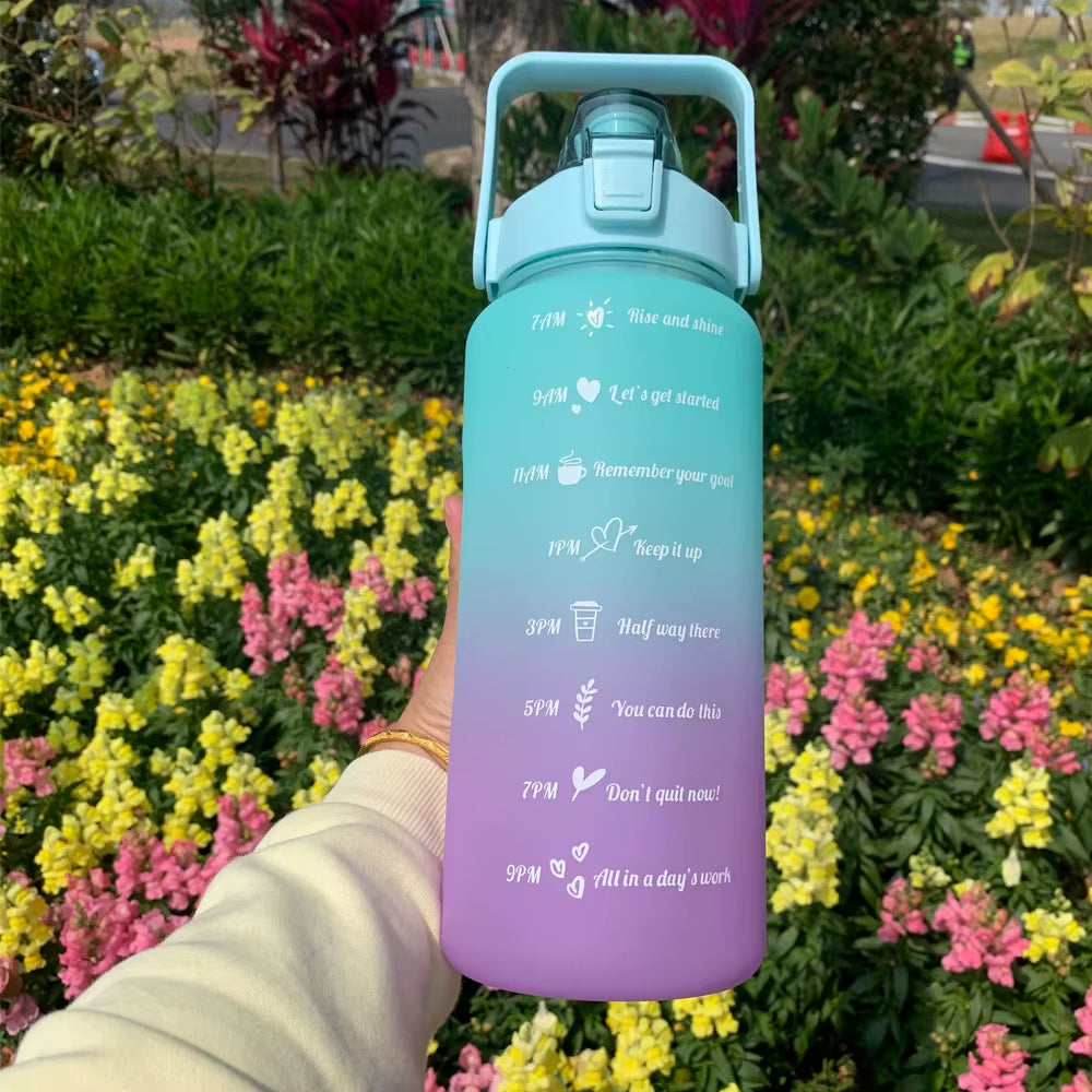 Water Bottle Motivational Drinking Bottle Sports Water Bottle with Time Marker Portable Reusable Plastic Cups Outdoor Travel Gym