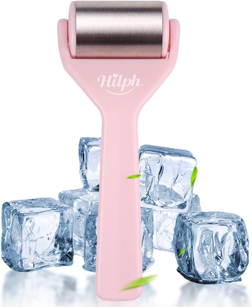 Ice Roller for Face Eyes, Medium Size Stainless Steel Ice Face Roller for Skin Irritation, Face Roller Massager for Puffiness Migraine Relief and Minor Injury, Womens Gifts - Pink