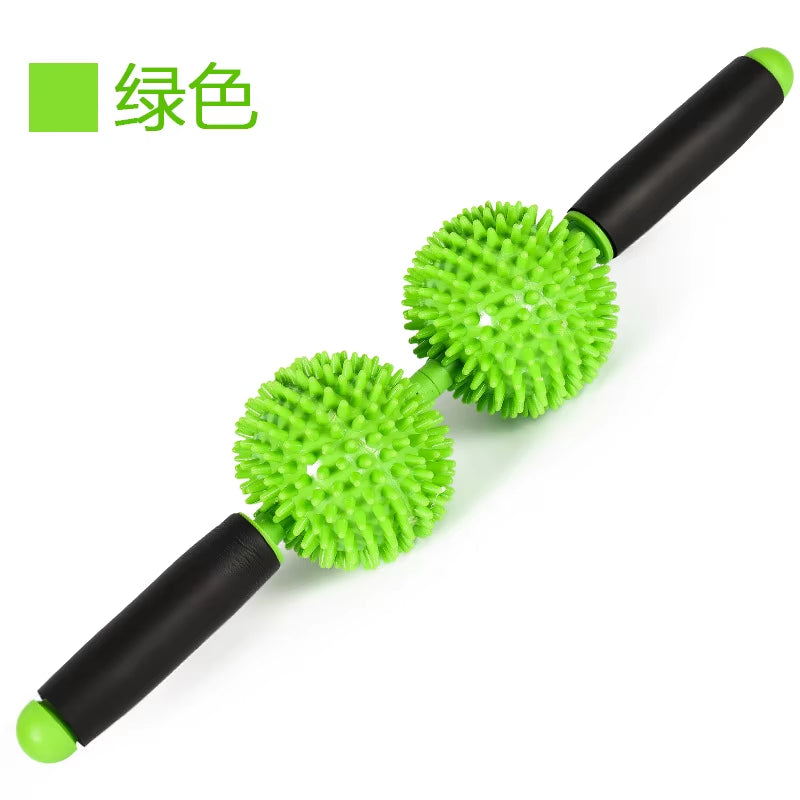 Double Ball Rolling Massage Stick Massage Roller Muscle Massage Stick Relax Stick Meridian Slimming Calf Roller
