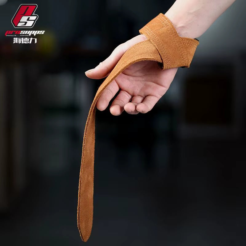 Leather Weight Lifting Wrist Straps Fitness Bodybuilding Training Gym Lifting Straps with Non Slip Cowhide Grip