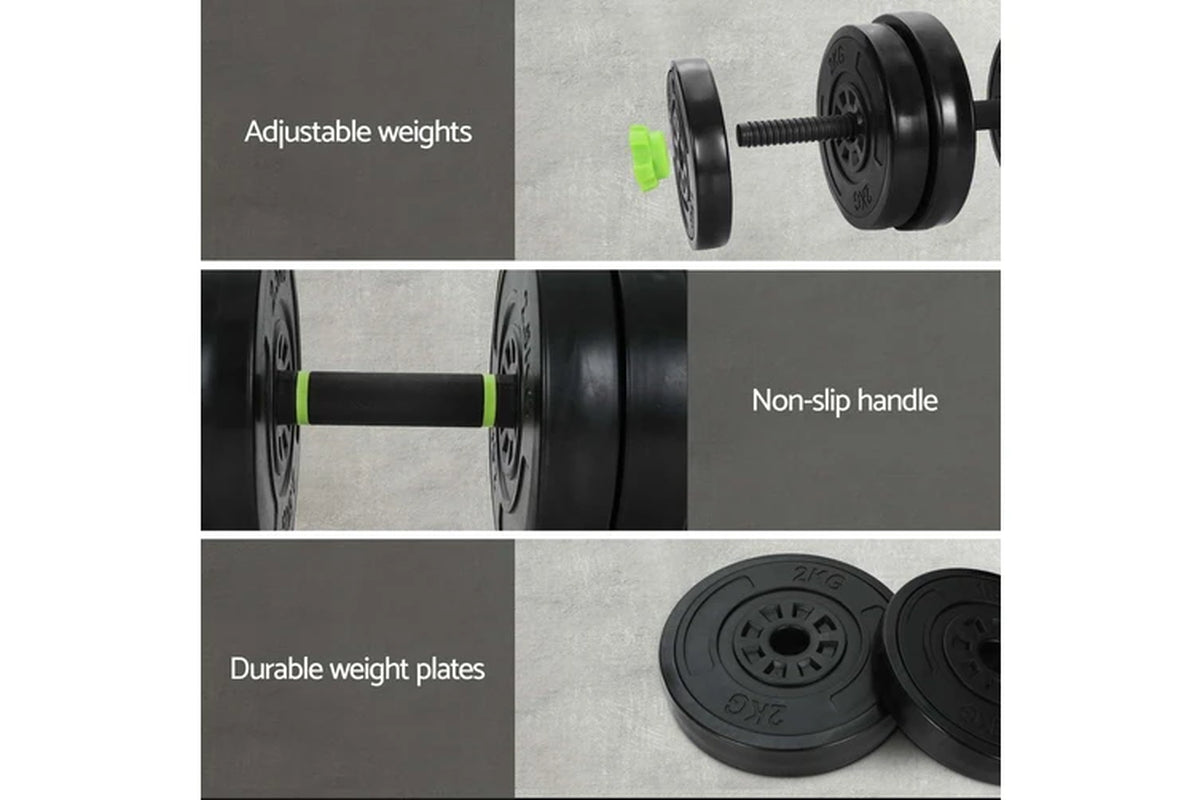 25Kg Adjustable Dumbbells Set Kettle Bell Weight Plates Barbells Gym
