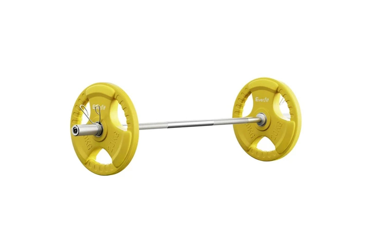 Barbells 46KG 120CM Dumbbell Barbell Plate Weight Lifting Home Gym Yellow
