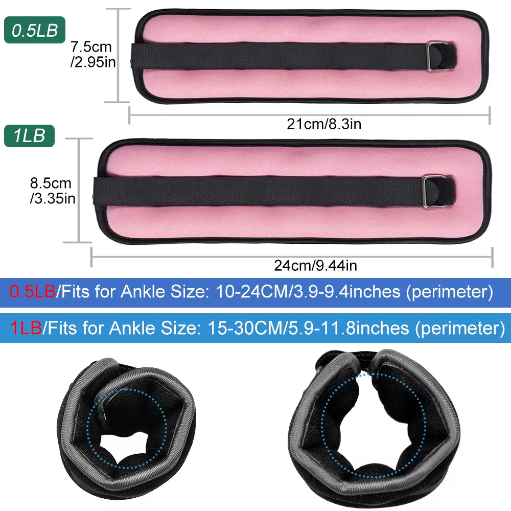 1Pair Adjustable Ankle Weights(0.5Kg/1Kg Each) - Leg & Wrist Weight Straps for Women Men,Weighted Ankle Weights Set for Workout