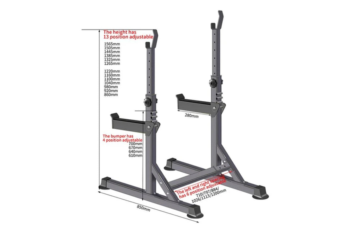 Home Gym Squat Rack Adjustable Barbell Rack Bench Press Weight Lifting