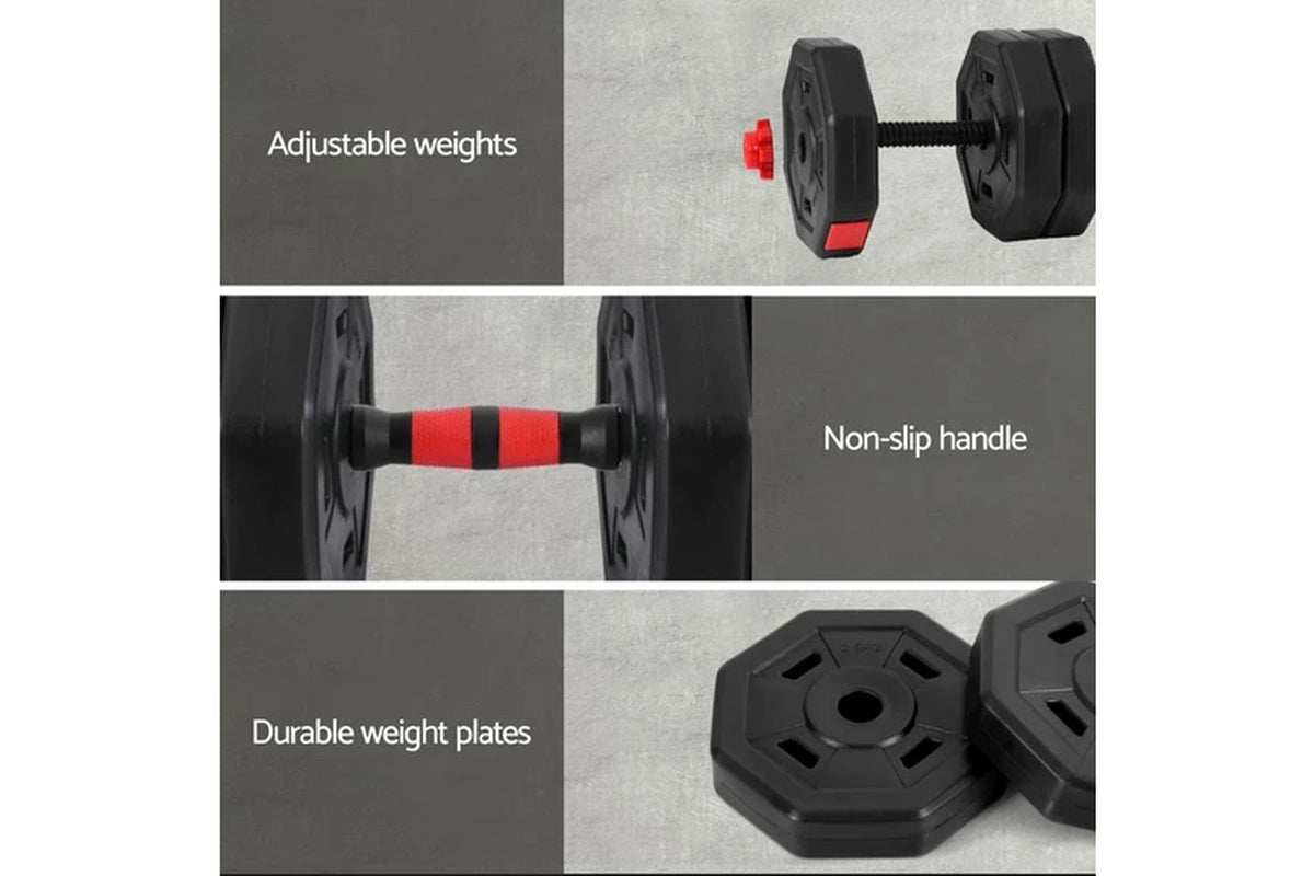 40Kg Adjustable Dumbbell Barbell Set Weight Plates Home Workout