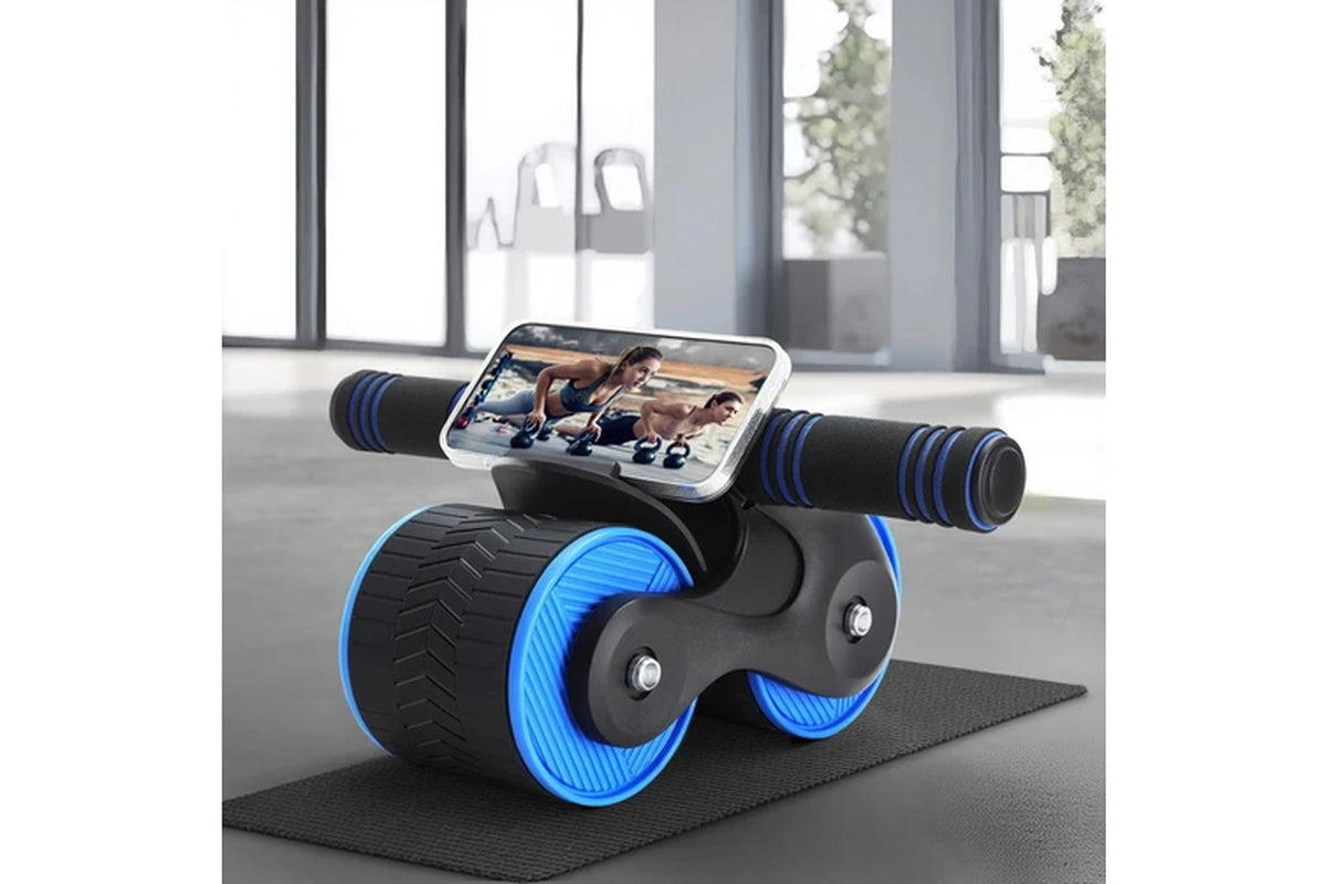 Ab Roller Automatic Rebound Abdominal Wheel Home Gym Workout Blue